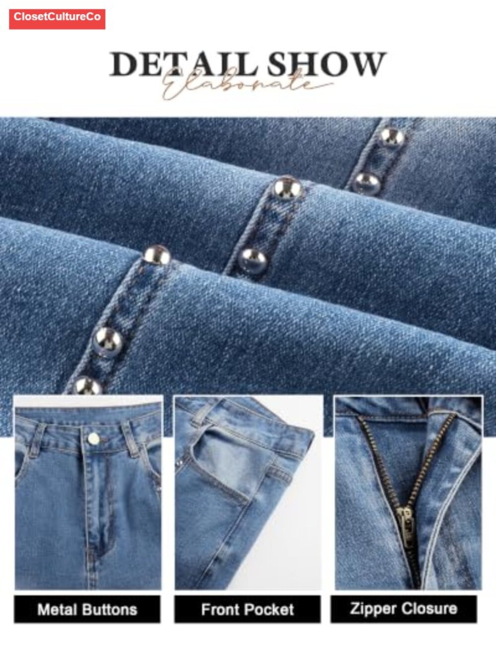 High Waisted Flare Slim Fit Stretchy Denim Jeans - Picture 5 of 6